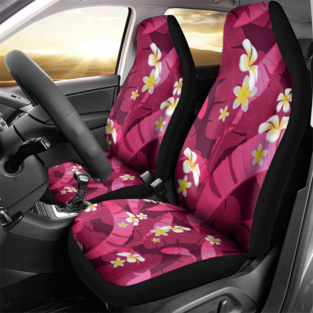 Pink Banana Leaf Hawaii Car Seat Cover Lau Maia Plumeria Tropical Summer Vibes
