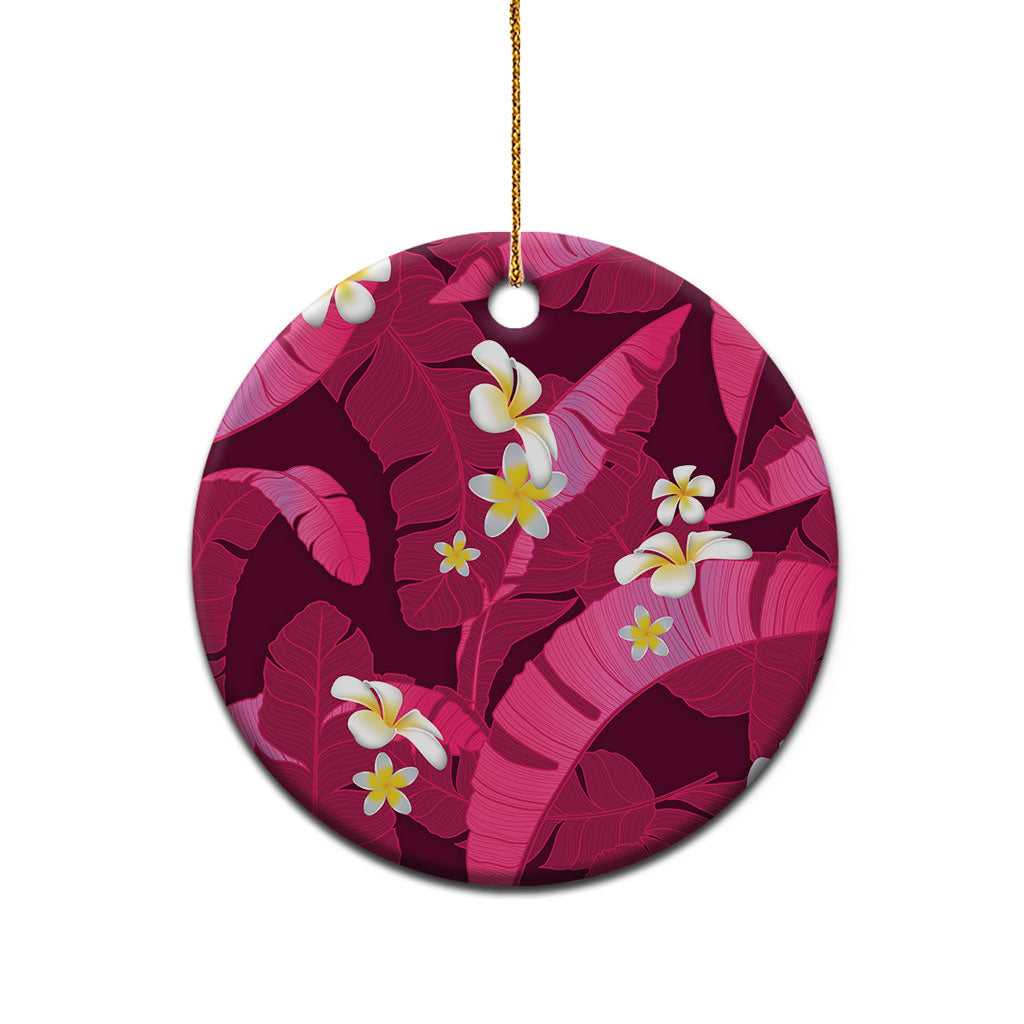 Pink Banana Leaf Hawaii Ceramic Ornament Lau Maia Plumeria Tropical Summer Vibes