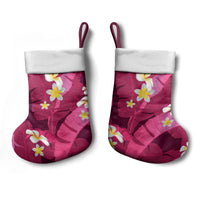 Pink Banana Leaf Hawaii Christmas Stocking Lau Maia Plumeria Tropical Summer Vibes