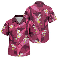 Pink Banana Leaf Hawaii Family Matching Short Sleeve Bodycon Dress and Hawaiian Shirt Lau Maia Plumeria Tropical Summer Vibes