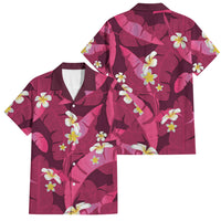 Pink Banana Leaf Hawaii Family Matching Summer Maxi Dress and Hawaiian Shirt Lau Maia Plumeria Tropical Summer Vibes