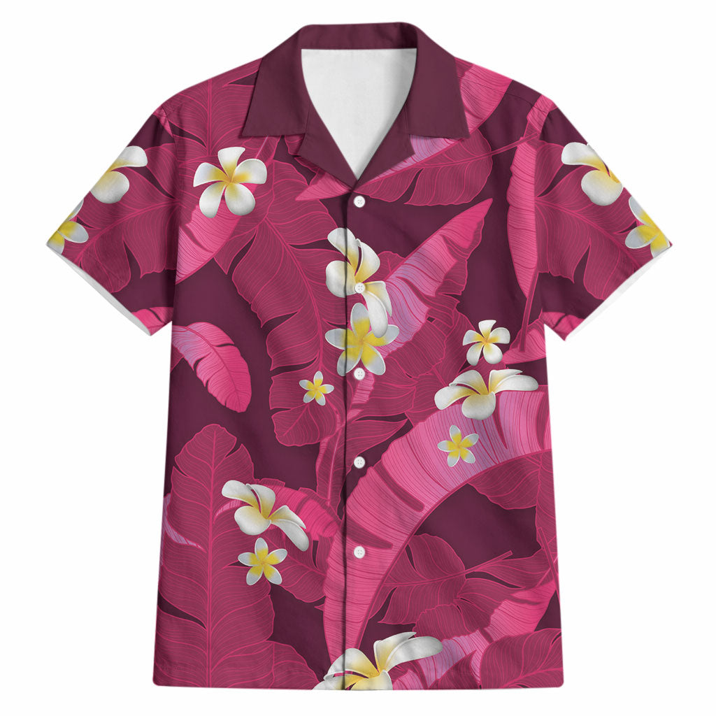 Pink Banana Leaf Hawaii Hawaiian Shirt Lau Maia Plumeria Tropical Summer Vibes