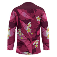 Pink Banana Leaf Hawaii Hockey Jersey Lau Maia Plumeria Tropical Summer Vibes