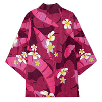 Pink Banana Leaf Hawaii Kimono Lau Maia Plumeria Tropical Summer Vibes