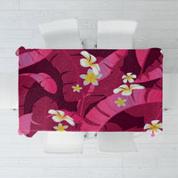 Pink Banana Leaf Hawaii Tablecloth Lau Maia Plumeria Tropical Summer Vibes