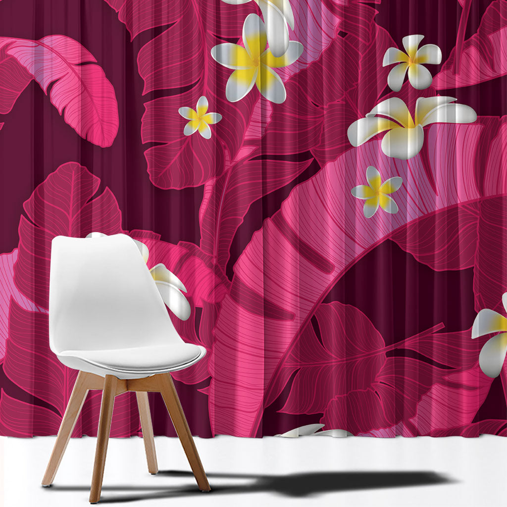Pink Banana Leaf Hawaii Window Curtain Lau Maia Plumeria Tropical Summer Vibes