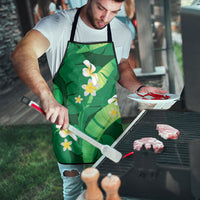 Green Banana Leaf Hawaii Apron Lau Maia Plumeria Tropical Summer Vibes
