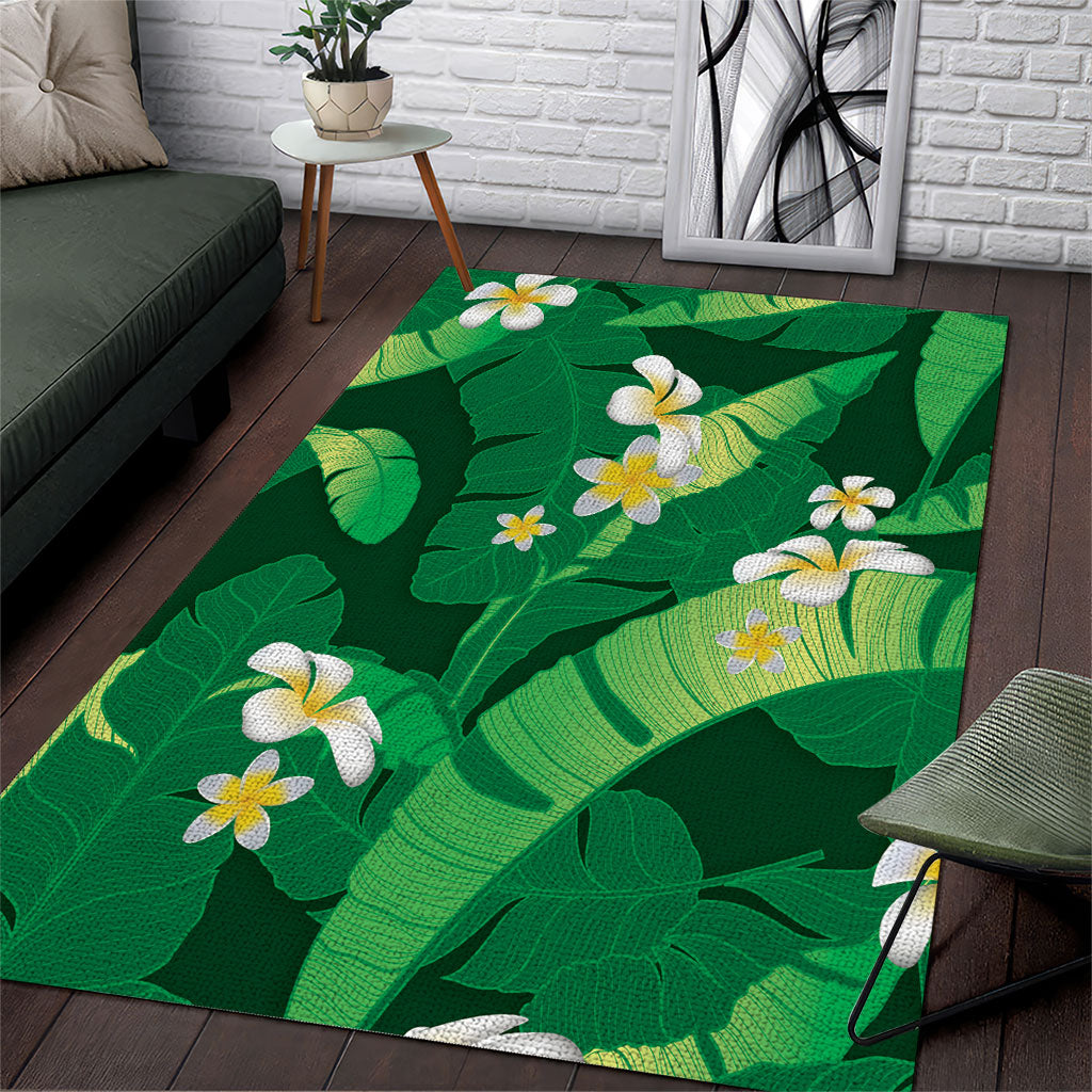 Green Banana Leaf Hawaii Area Rug Lau Maia Plumeria Tropical Summer Vibes
