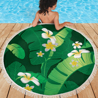 Green Banana Leaf Hawaii Beach Blanket Lau Maia Plumeria Tropical Summer Vibes
