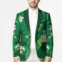 Green Banana Leaf Hawaii Blazer Lau Maia Plumeria Tropical Summer Vibes