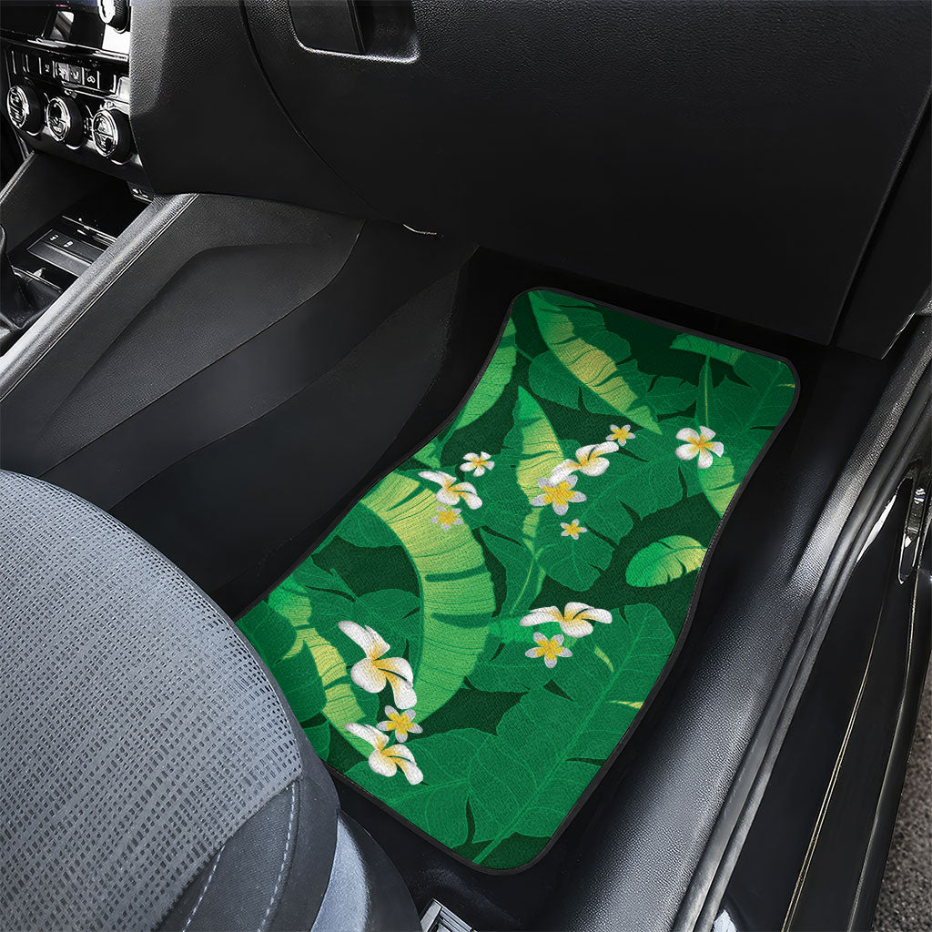 Green Banana Leaf Hawaii Car Mats Lau Maia Plumeria Tropical Summer Vibes