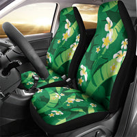 Green Banana Leaf Hawaii Car Seat Cover Lau Maia Plumeria Tropical Summer Vibes