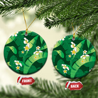 Green Banana Leaf Hawaii Ceramic Ornament Lau Maia Plumeria Tropical Summer Vibes LT14 Circle Green - Polynesian Pride