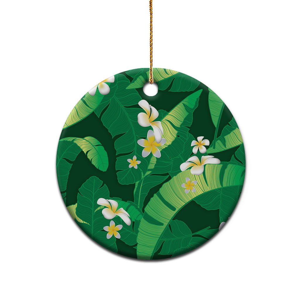 Green Banana Leaf Hawaii Ceramic Ornament Lau Maia Plumeria Tropical Summer Vibes LT14 - Polynesian Pride