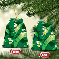 Green Banana Leaf Hawaii Ceramic Ornament Lau Maia Plumeria Tropical Summer Vibes LT14 Bell Flake Green - Polynesian Pride