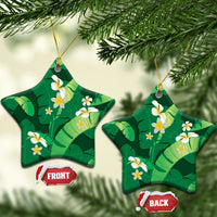 Green Banana Leaf Hawaii Ceramic Ornament Lau Maia Plumeria Tropical Summer Vibes LT14 Star Green - Polynesian Pride