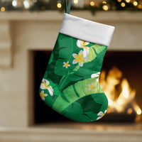 Green Banana Leaf Hawaii Christmas Stocking Lau Maia Plumeria Tropical Summer Vibes
