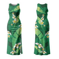 Green Banana Leaf Hawaii Couples Matching Tank Maxi Dress and Hawaiian Shirt Lau Maia Plumeria Tropical Summer Vibes