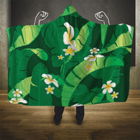 Green Banana Leaf Hawaii Hooded Blanket Lau Maia Plumeria Tropical Summer Vibes
