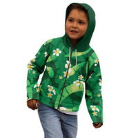 Green Banana Leaf Hawaii Kid Hoodie Lau Maia Plumeria Tropical Summer Vibes
