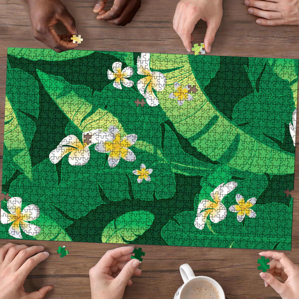 Green Banana Leaf Hawaii Puzzle Lau Maia Plumeria Tropical Summer Vibes