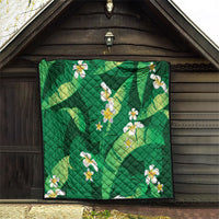 Green Banana Leaf Hawaii Quilt Lau Maia Plumeria Tropical Summer Vibes