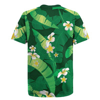 Green Banana Leaf Hawaii Rugby Jersey Lau Maia Plumeria Tropical Summer Vibes