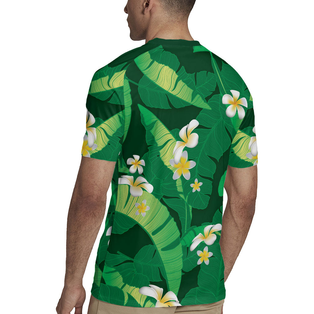 Green Banana Leaf Hawaii Rugby Jersey Lau Maia Plumeria Tropical Summer Vibes