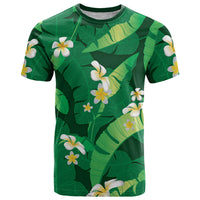 Green Banana Leaf Hawaii T Shirt Lau Maia Plumeria Tropical Summer Vibes