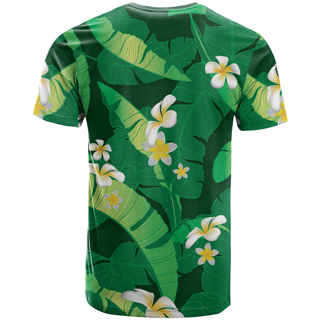 Green Banana Leaf Hawaii T Shirt Lau Maia Plumeria Tropical Summer Vibes
