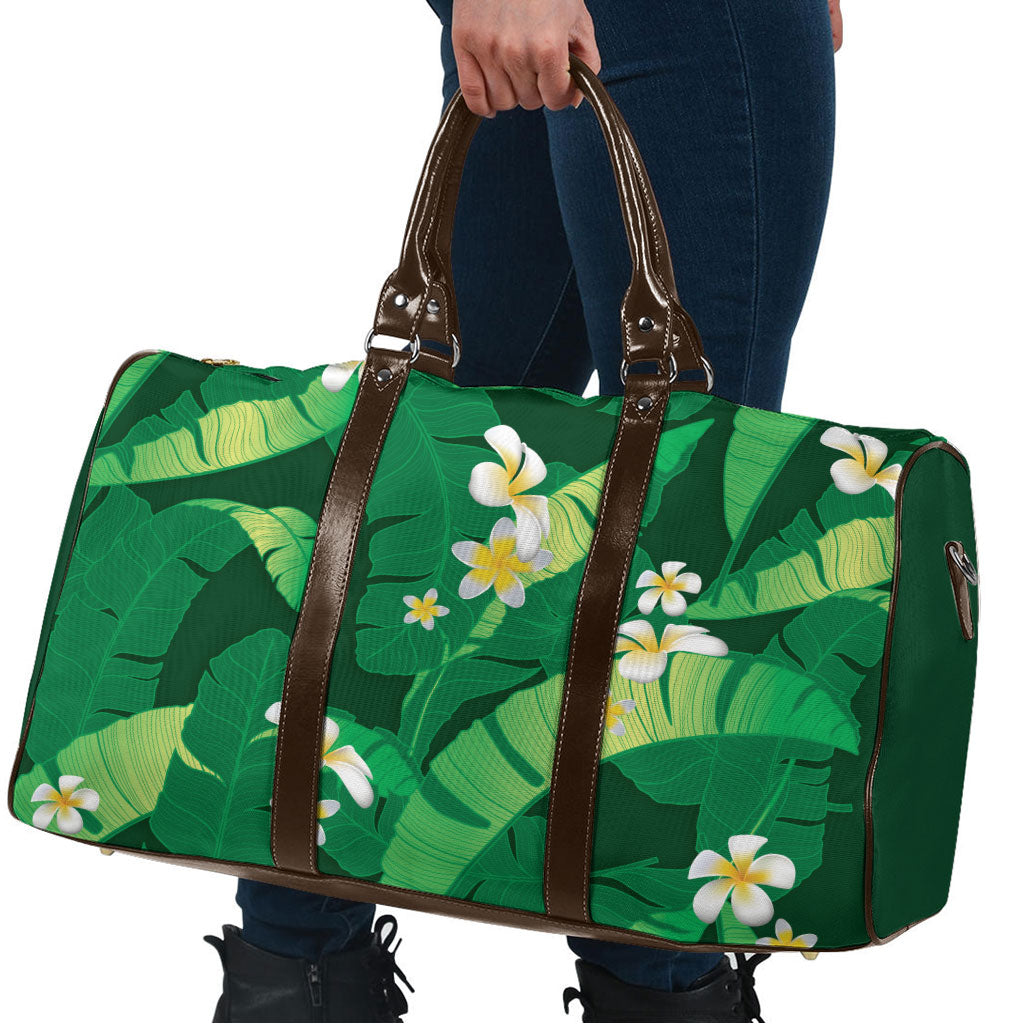 Green Banana Leaf Hawaii Travel Bag Lau Maia Plumeria Tropical Summer Vibes