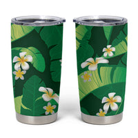 Green Banana Leaf Hawaii Tumbler Cup Lau Maia Plumeria Tropical Summer Vibes