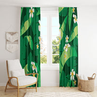 Green Banana Leaf Hawaii Window Curtain Lau Maia Plumeria Tropical Summer Vibes