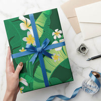 Green Banana Leaf Hawaii Wrapping Paper Lau Maia Plumeria Tropical Summer Vibes