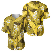 Yellow Banana Leaf Hawaii Baseball Jersey Lau Maia Plumeria Tropical Summer Vibes