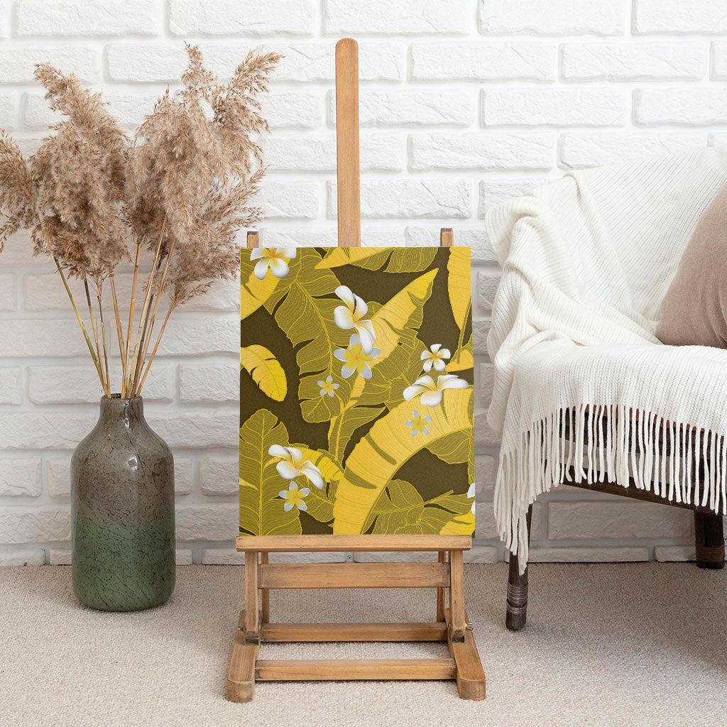 Yellow Banana Leaf Hawaii Canvas Wall Art Lau Maia Plumeria Tropical Summer Vibes