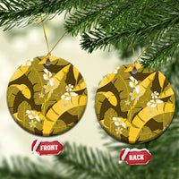 Yellow Banana Leaf Hawaii Ceramic Ornament Lau Maia Plumeria Tropical Summer Vibes LT14 Circle Yellow - Polynesian Pride