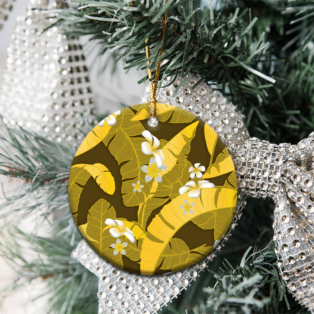 Yellow Banana Leaf Hawaii Ceramic Ornament Lau Maia Plumeria Tropical Summer Vibes LT14 - Polynesian Pride