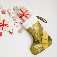 Yellow Banana Leaf Hawaii Christmas Stocking Lau Maia Plumeria Tropical Summer Vibes