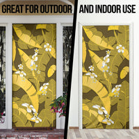 Yellow Banana Leaf Hawaii Door Cover Lau Maia Plumeria Tropical Summer Vibes