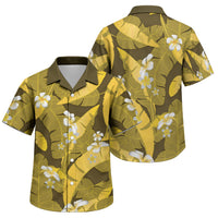 Yellow Banana Leaf Hawaii Family Matching Off Shoulder Maxi Dress and Hawaiian Shirt Lau Maia Plumeria Tropical Summer Vibes