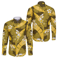Yellow Banana Leaf Hawaii Family Matching Puletasi and Hawaiian Shirt Lau Maia Plumeria Tropical Summer Vibes