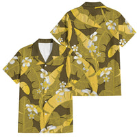 Yellow Banana Leaf Hawaii Family Matching Summer Maxi Dress and Hawaiian Shirt Lau Maia Plumeria Tropical Summer Vibes