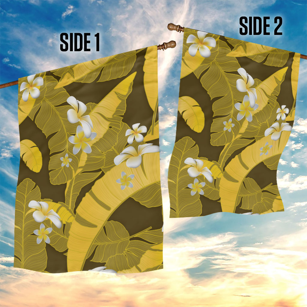 Yellow Banana Leaf Hawaii Garden Flag Lau Maia Plumeria Tropical Summer Vibes