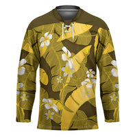Yellow Banana Leaf Hawaii Hockey Jersey Lau Maia Plumeria Tropical Summer Vibes