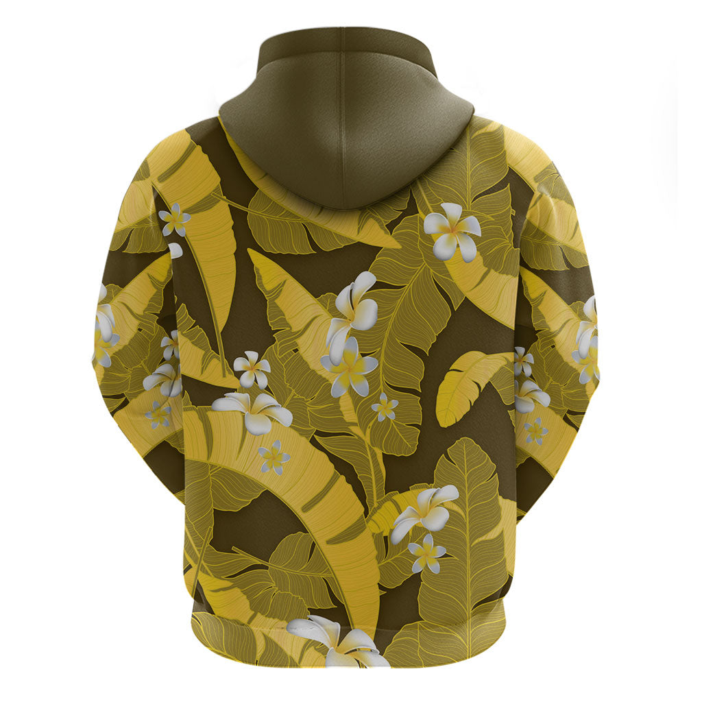 Yellow Banana Leaf Hawaii Hoodie Lau Maia Plumeria Tropical Summer Vibes