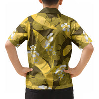 Yellow Banana Leaf Hawaii Kid Hawaiian Shirt Lau Maia Plumeria Tropical Summer Vibes