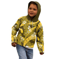 Yellow Banana Leaf Hawaii Kid Hoodie Lau Maia Plumeria Tropical Summer Vibes