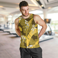 Yellow Banana Leaf Hawaii Men Tank Top Lau Maia Plumeria Tropical Summer Vibes