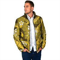 Yellow Banana Leaf Hawaii Padded Jacket Lau Maia Plumeria Tropical Summer Vibes